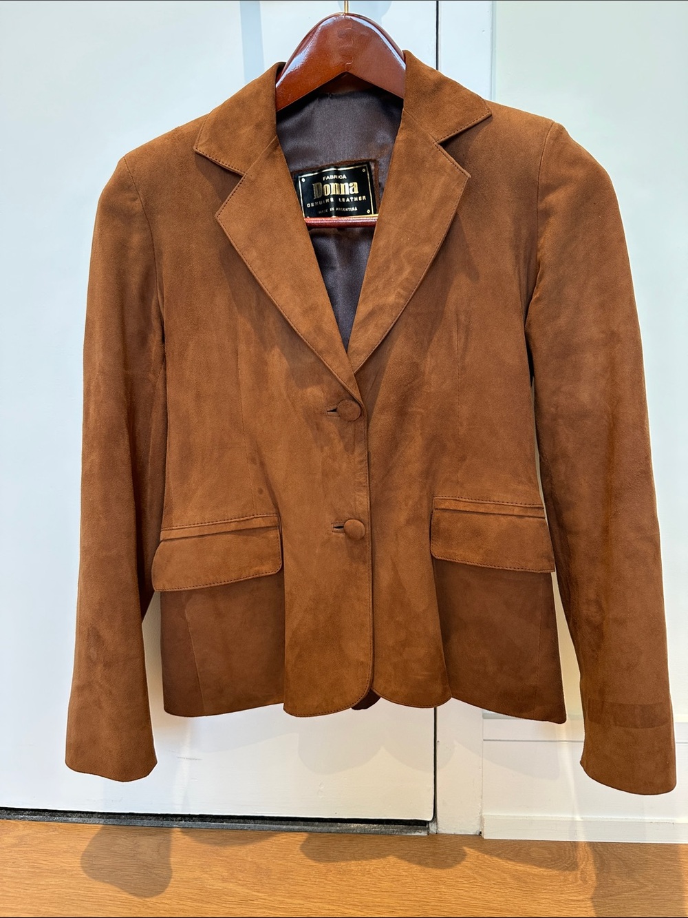 Saddle Color Suede Blazer Jacket. Made in Argentina of Argentinian suede.